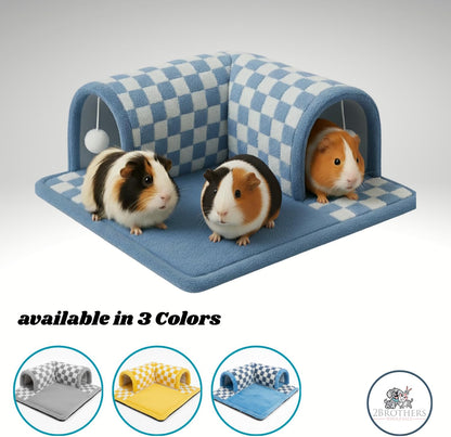 Guinea Pig Tunnel Bed – Fleece Hideout & Cozy Bed for Small Pets, Soft Washable Small Animal House and Bedding Alternative Tunnel for Guinea Pigs, Rabbits, Hamsters & Ferrets (Yellow)