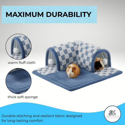 Guinea Pig Tunnel Bed – Fleece Hideout & Cozy Bed for Small Pets, Soft Washable Small Animal House and Bedding Alternative Tunnel for Guinea Pigs, Rabbits, Hamsters & Ferrets (Yellow)