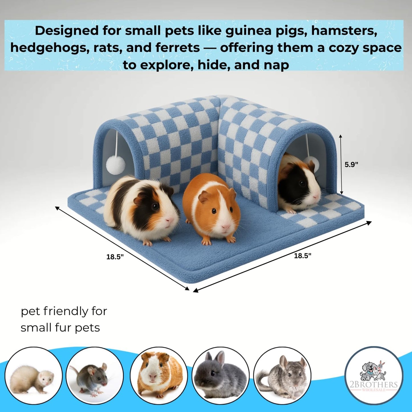 Guinea Pig Tunnel Bed – Fleece Hideout & Cozy Bed for Small Pets, Soft Washable Small Animal House and Bedding Alternative Tunnel for Guinea Pigs, Rabbits, Hamsters & Ferrets (Yellow)