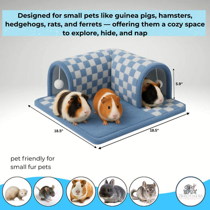 Guinea Pig Tunnel Bed – Fleece Hideout & Cozy Bed for Small Pets, Soft Washable Small Animal House and Bedding Alternative Tunnel for Guinea Pigs, Rabbits, Hamsters & Ferrets (Yellow)
