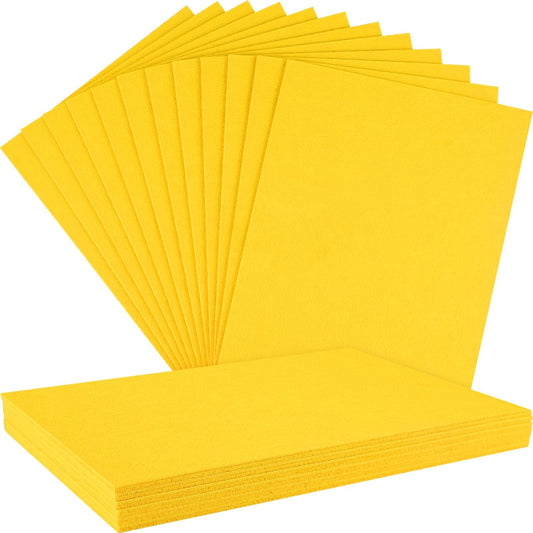 12 Pcs 2mm Thick Stiff Felt Sheets for Crafts Sewing(Yellow) | Polyester Thick Felt Sheets, Patchwork Sewing Craft Supplies，Party Decoration Supplies，Suitable for Engraving Machines
