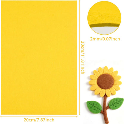 12 Pcs 2mm Thick Stiff Felt Sheets for Crafts Sewing(Yellow) | Polyester Thick Felt Sheets, Patchwork Sewing Craft Supplies，Party Decoration Supplies，Suitable for Engraving Machines