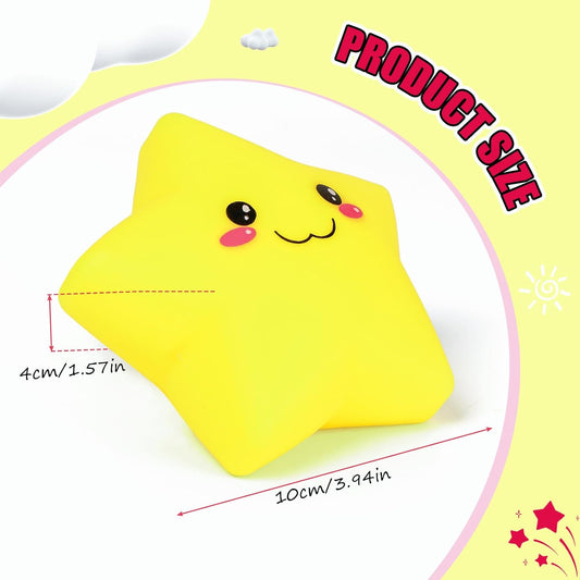 Squishy Star Stress Balls for Adults and Kids, Star Squishy Fidget Toys, Cute Stress Relief Sensory Toys for Autism ADHD Anxiety, Soft Dough Squeeze Ball, Party Favors Birthday for Girls Boys (Yellow)