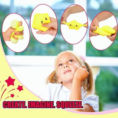 Squishy Star Stress Balls for Adults and Kids, Star Squishy Fidget Toys, Cute Stress Relief Sensory Toys for Autism ADHD Anxiety, Soft Dough Squeeze Ball, Party Favors Birthday for Girls Boys (Yellow)