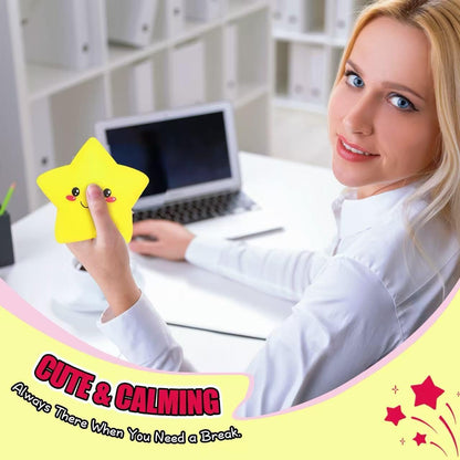 Squishy Star Stress Balls for Adults and Kids, Star Squishy Fidget Toys, Cute Stress Relief Sensory Toys for Autism ADHD Anxiety, Soft Dough Squeeze Ball, Party Favors Birthday for Girls Boys (Yellow)