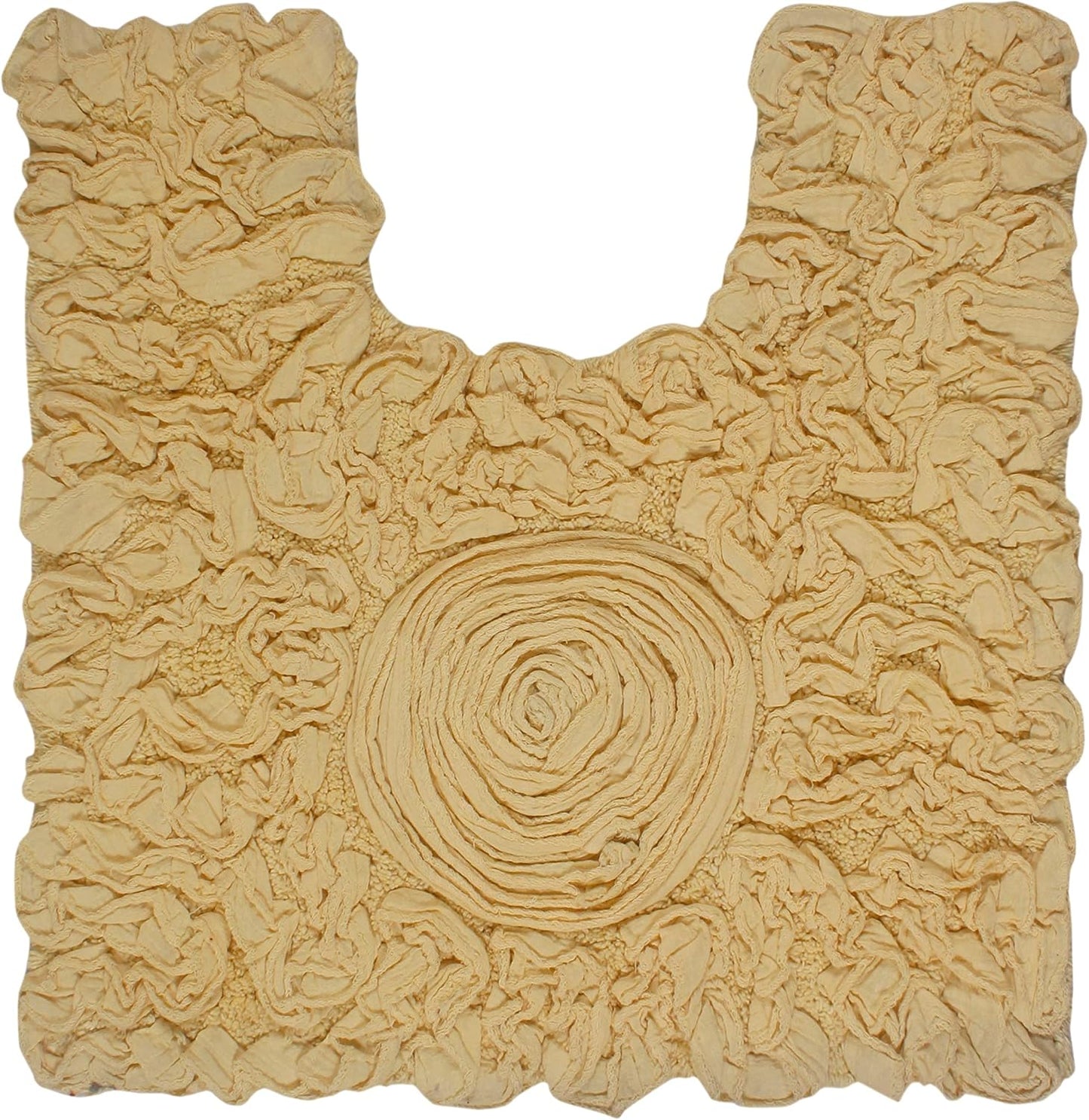 Bell Flower Collection 100% Cotton Tufted Bath Rugs, Extra Soft and Absorbent Bath Rugs, Non-Slip Bath Mats, Machine Washable, Bath Mats for Bathroom Floor, 20"x20" Contour, Yellow