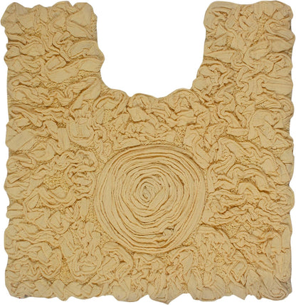 Bell Flower Collection 100% Cotton Tufted Bath Rugs, Extra Soft and Absorbent Bath Rugs, Non-Slip Bath Mats, Machine Washable, Bath Mats for Bathroom Floor, 20"x20" Contour, Yellow