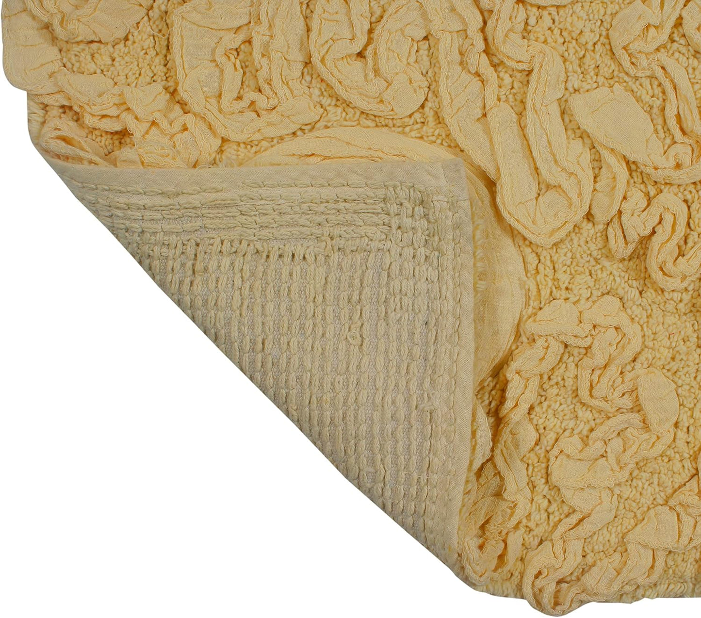 Bell Flower Collection 100% Cotton Tufted Bath Rugs, Extra Soft and Absorbent Bath Rugs, Non-Slip Bath Mats, Machine Washable, Bath Mats for Bathroom Floor, 20"x20" Contour, Yellow