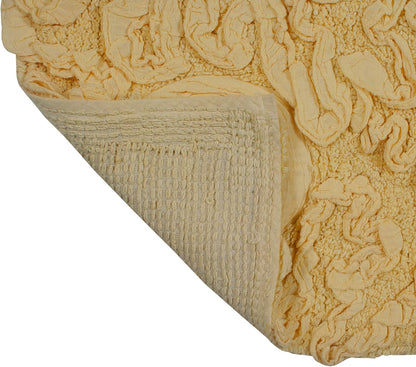 Bell Flower Collection 100% Cotton Tufted Bath Rugs, Extra Soft and Absorbent Bath Rugs, Non-Slip Bath Mats, Machine Washable, Bath Mats for Bathroom Floor, 20"x20" Contour, Yellow