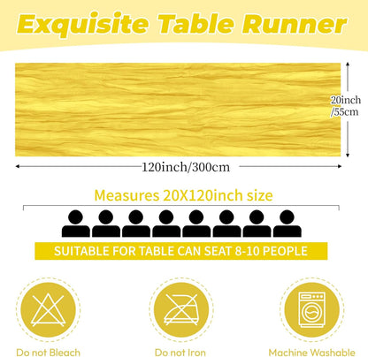 12 Pack Lemon Yellow Cheesecloth Table Runner 20 x 120 Inch Gauze Table Runner Fabric Semi Sheer Cheese Cloth Table Decor Bulk for Rustic Romantic Wedding Baby Shower Party Table Decoration