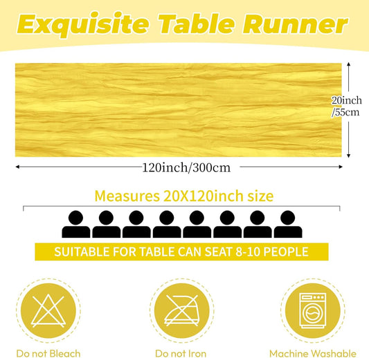 12 Pack Lemon Yellow Cheesecloth Table Runner 20 x 120 Inch Gauze Table Runner Fabric Semi Sheer Cheese Cloth Table Decor Bulk for Rustic Romantic Wedding Baby Shower Party Table Decoration