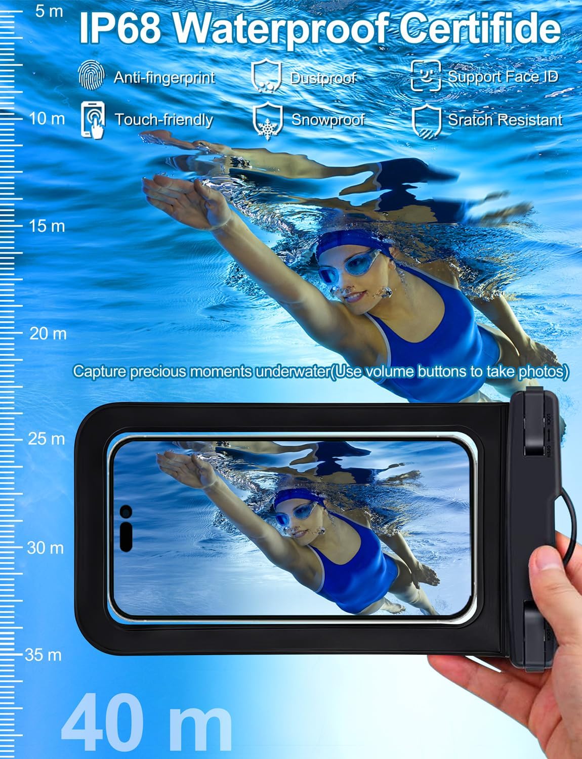 5 Pack Multicolor Waterproof Phone Pouch, Cell Phone Case Dry Bag,Protection Level: IP68,Beach Cruise for iPhone,Samsung,and More,Lanyard Included,(Fits Up to 8.3"),White,Blue,Red,Purple,Yellow