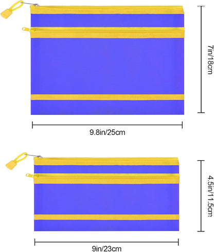 12 Pieces Zipper Nylon Mesh Pouch, Mesh Cosmetic Bags Makeup Bags Pencil Case, Multipurpose Travel Bags for Cosmetic School Office Supplies and Travel Accessories (Yellow, A5)