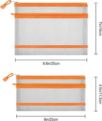12 Pieces Zipper Nylon Mesh Pouch, Mesh Cosmetic Bags Makeup Bags Pencil Case, Multipurpose Travel Bags for Cosmetic School Office Supplies and Travel Accessories (Yellow, A5)