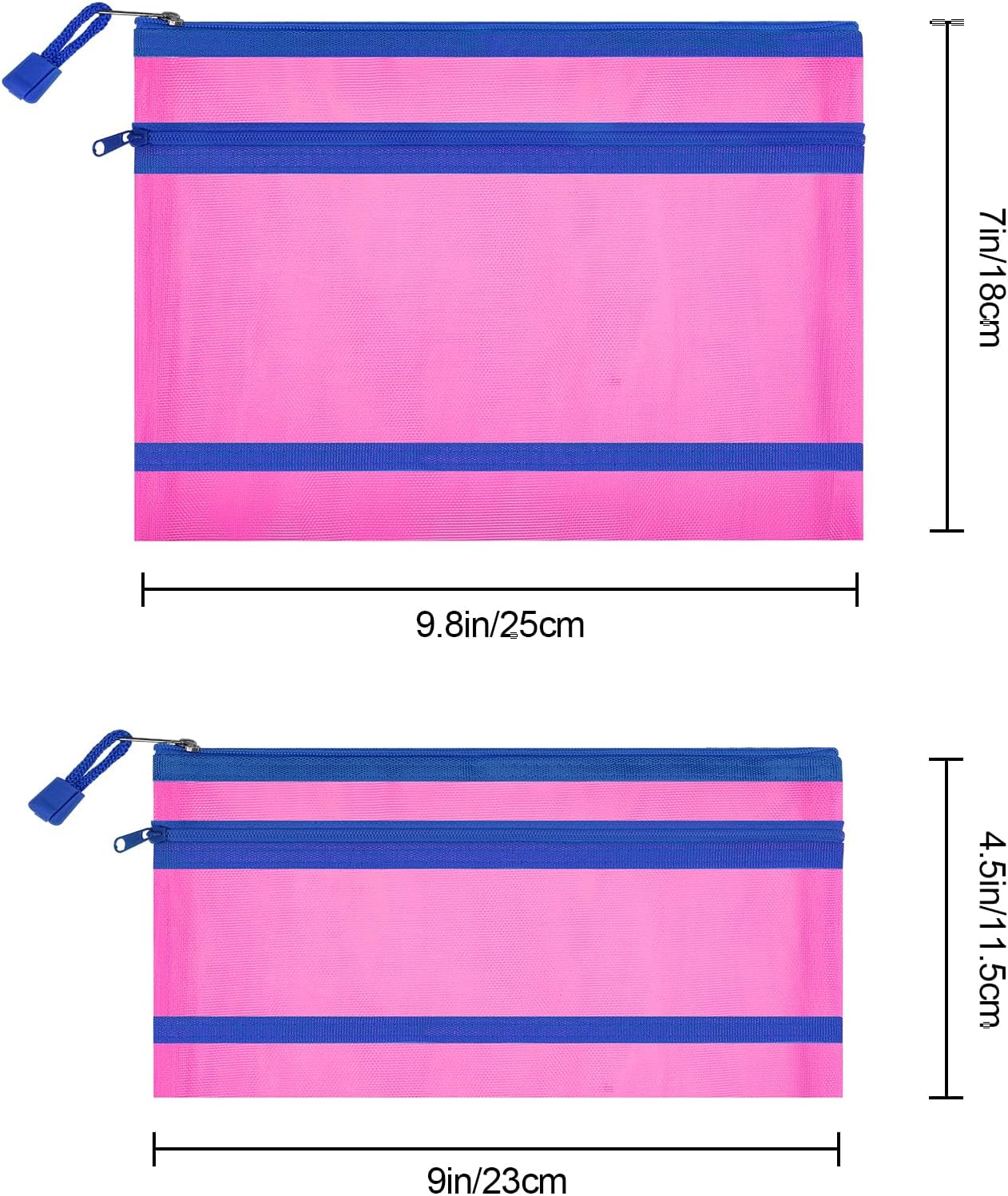 12 Pieces Zipper Nylon Mesh Pouch, Mesh Cosmetic Bags Makeup Bags Pencil Case, Multipurpose Travel Bags for Cosmetic School Office Supplies and Travel Accessories (Yellow, A5)