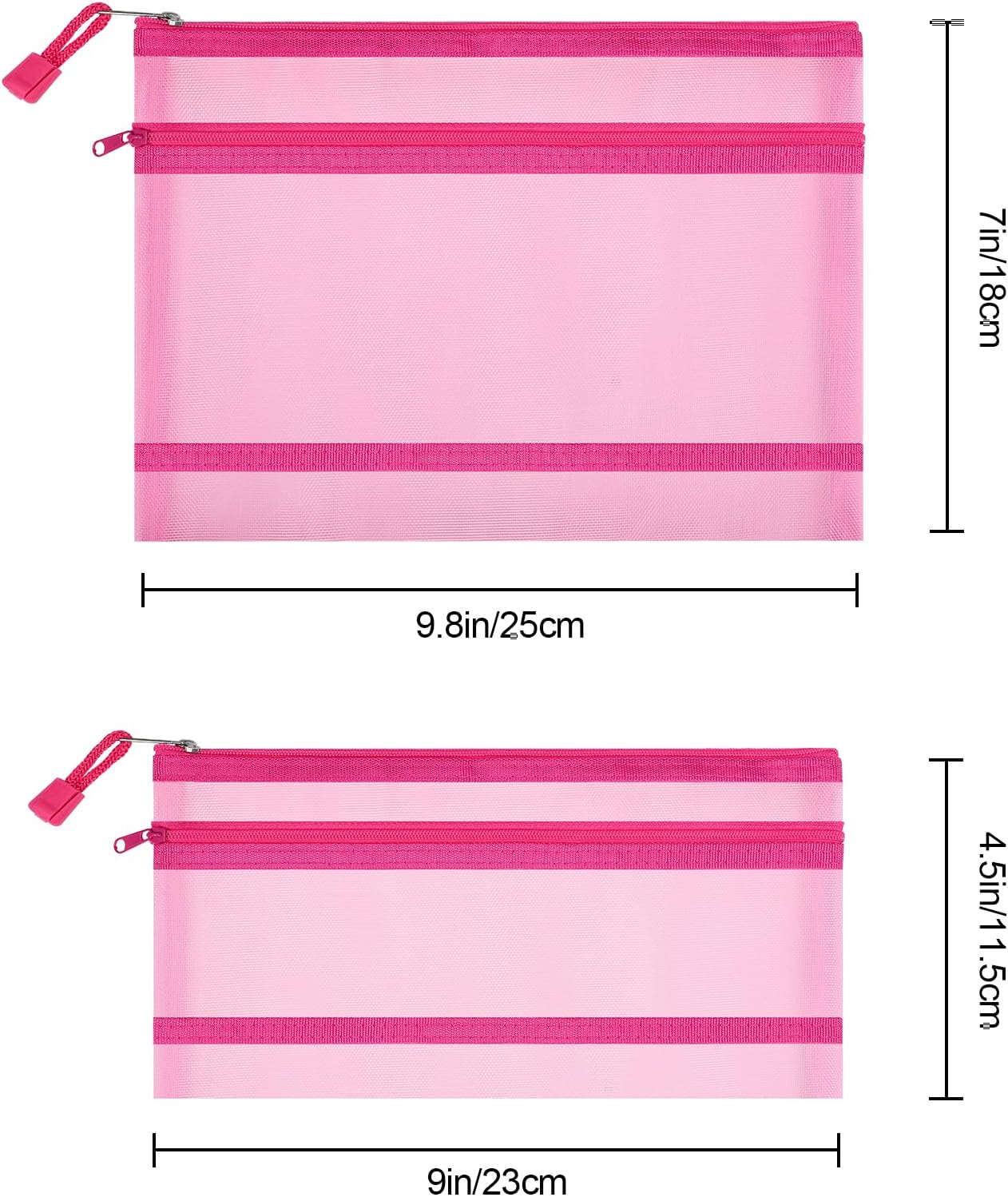 12 Pieces Zipper Nylon Mesh Pouch, Mesh Cosmetic Bags Makeup Bags Pencil Case, Multipurpose Travel Bags for Cosmetic School Office Supplies and Travel Accessories (Yellow, A5)