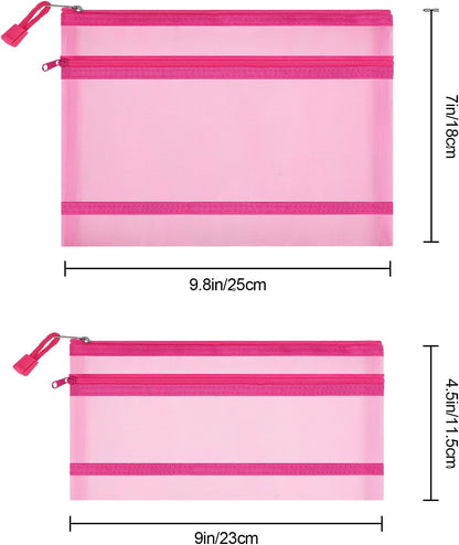 12 Pieces Zipper Nylon Mesh Pouch, Mesh Cosmetic Bags Makeup Bags Pencil Case, Multipurpose Travel Bags for Cosmetic School Office Supplies and Travel Accessories (Yellow, A5)