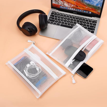 12 Pieces Zipper Nylon Mesh Pouch, Mesh Cosmetic Bags Makeup Bags Pencil Case, Multipurpose Travel Bags for Cosmetic School Office Supplies and Travel Accessories (Yellow, A5)