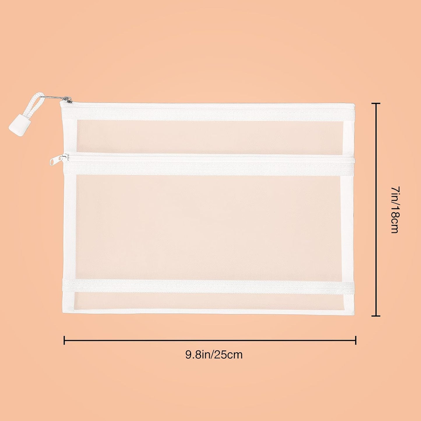 12 Pieces Zipper Nylon Mesh Pouch, Mesh Cosmetic Bags Makeup Bags Pencil Case, Multipurpose Travel Bags for Cosmetic School Office Supplies and Travel Accessories (Yellow, A5)