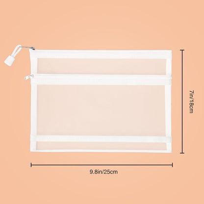 12 Pieces Zipper Nylon Mesh Pouch, Mesh Cosmetic Bags Makeup Bags Pencil Case, Multipurpose Travel Bags for Cosmetic School Office Supplies and Travel Accessories (Yellow, A5)