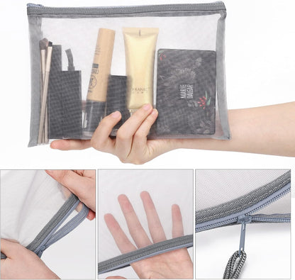 12 Pieces Zipper Nylon Mesh Pouch, Mesh Cosmetic Bags Makeup Bags Pencil Case, Multipurpose Travel Bags for Cosmetic School Office Supplies and Travel Accessories (Yellow, A5)