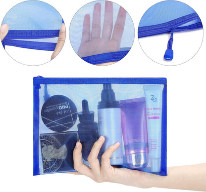 12 Pieces Zipper Nylon Mesh Pouch, Mesh Cosmetic Bags Makeup Bags Pencil Case, Multipurpose Travel Bags for Cosmetic School Office Supplies and Travel Accessories (Yellow, A5)
