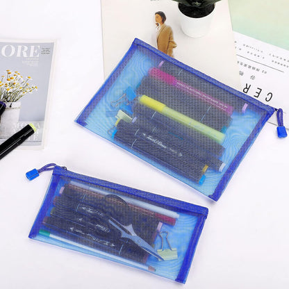 12 Pieces Zipper Nylon Mesh Pouch, Mesh Cosmetic Bags Makeup Bags Pencil Case, Multipurpose Travel Bags for Cosmetic School Office Supplies and Travel Accessories (Yellow, A5)