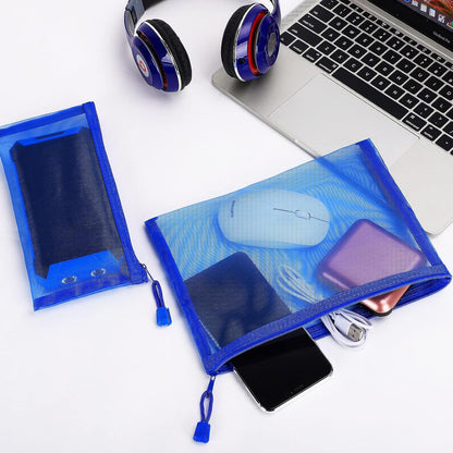 12 Pieces Zipper Nylon Mesh Pouch, Mesh Cosmetic Bags Makeup Bags Pencil Case, Multipurpose Travel Bags for Cosmetic School Office Supplies and Travel Accessories (Yellow, A5)