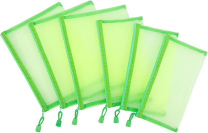 12 Pieces Zipper Nylon Mesh Pouch, Mesh Cosmetic Bags Makeup Bags Pencil Case, Multipurpose Travel Bags for Cosmetic School Office Supplies and Travel Accessories (Yellow, A5)