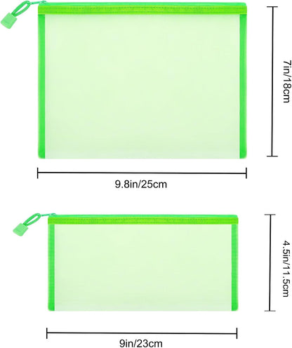 12 Pieces Zipper Nylon Mesh Pouch, Mesh Cosmetic Bags Makeup Bags Pencil Case, Multipurpose Travel Bags for Cosmetic School Office Supplies and Travel Accessories (Yellow, A5)