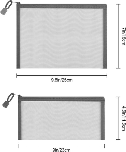 12 Pieces Zipper Nylon Mesh Pouch, Mesh Cosmetic Bags Makeup Bags Pencil Case, Multipurpose Travel Bags for Cosmetic School Office Supplies and Travel Accessories (Yellow, A5)