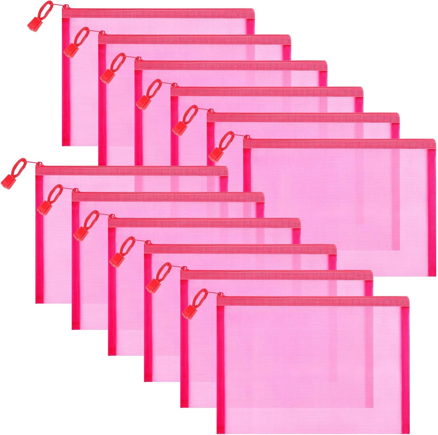 12 Pieces Zipper Nylon Mesh Pouch, Mesh Cosmetic Bags Makeup Bags Pencil Case, Multipurpose Travel Bags for Cosmetic School Office Supplies and Travel Accessories (Yellow, A5)