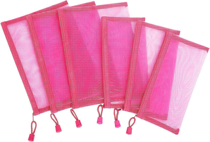 12 Pieces Zipper Nylon Mesh Pouch, Mesh Cosmetic Bags Makeup Bags Pencil Case, Multipurpose Travel Bags for Cosmetic School Office Supplies and Travel Accessories (Yellow, A5)