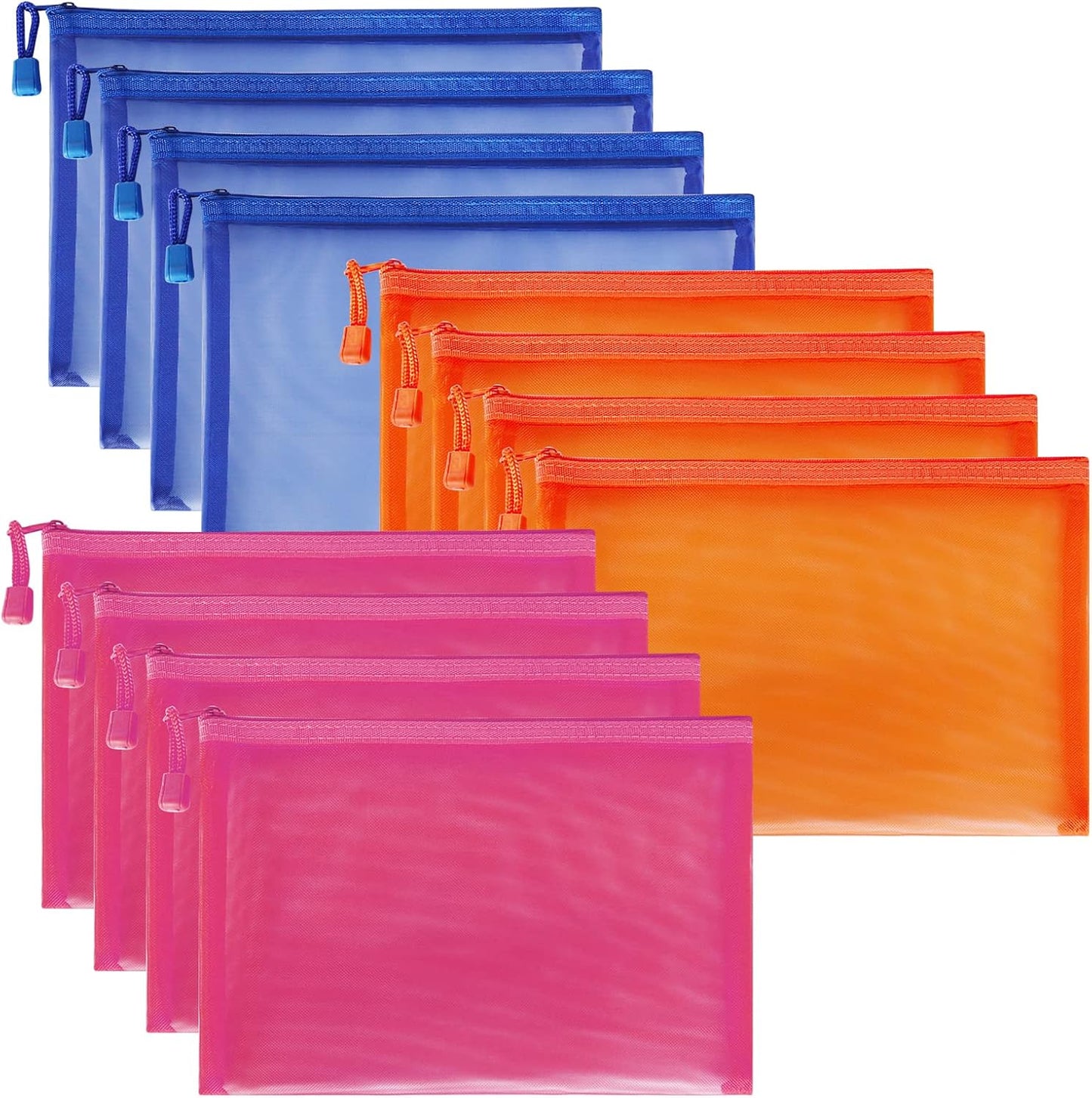 12 Pieces Zipper Nylon Mesh Pouch, Mesh Cosmetic Bags Makeup Bags Pencil Case, Multipurpose Travel Bags for Cosmetic School Office Supplies and Travel Accessories (Yellow, A5)