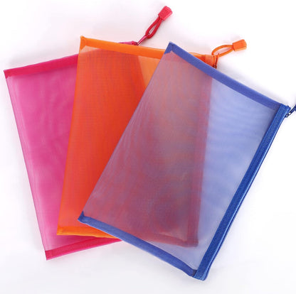 12 Pieces Zipper Nylon Mesh Pouch, Mesh Cosmetic Bags Makeup Bags Pencil Case, Multipurpose Travel Bags for Cosmetic School Office Supplies and Travel Accessories (Yellow, A5)