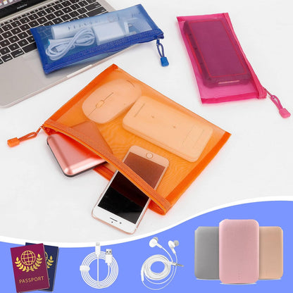 12 Pieces Zipper Nylon Mesh Pouch, Mesh Cosmetic Bags Makeup Bags Pencil Case, Multipurpose Travel Bags for Cosmetic School Office Supplies and Travel Accessories (Yellow, A5)