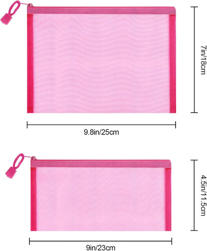 12 Pieces Zipper Nylon Mesh Pouch, Mesh Cosmetic Bags Makeup Bags Pencil Case, Multipurpose Travel Bags for Cosmetic School Office Supplies and Travel Accessories (Yellow, A5)