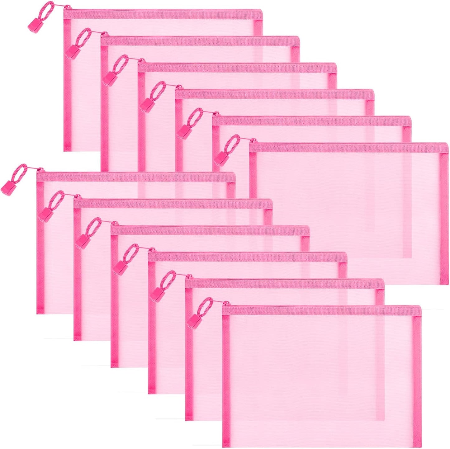 12 Pieces Zipper Nylon Mesh Pouch, Mesh Cosmetic Bags Makeup Bags Pencil Case, Multipurpose Travel Bags for Cosmetic School Office Supplies and Travel Accessories (Yellow, A5)