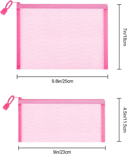 12 Pieces Zipper Nylon Mesh Pouch, Mesh Cosmetic Bags Makeup Bags Pencil Case, Multipurpose Travel Bags for Cosmetic School Office Supplies and Travel Accessories (Yellow, A5)