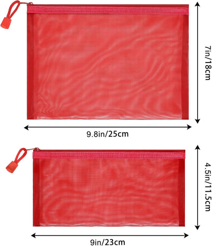12 Pieces Zipper Nylon Mesh Pouch, Mesh Cosmetic Bags Makeup Bags Pencil Case, Multipurpose Travel Bags for Cosmetic School Office Supplies and Travel Accessories (Yellow, A5)