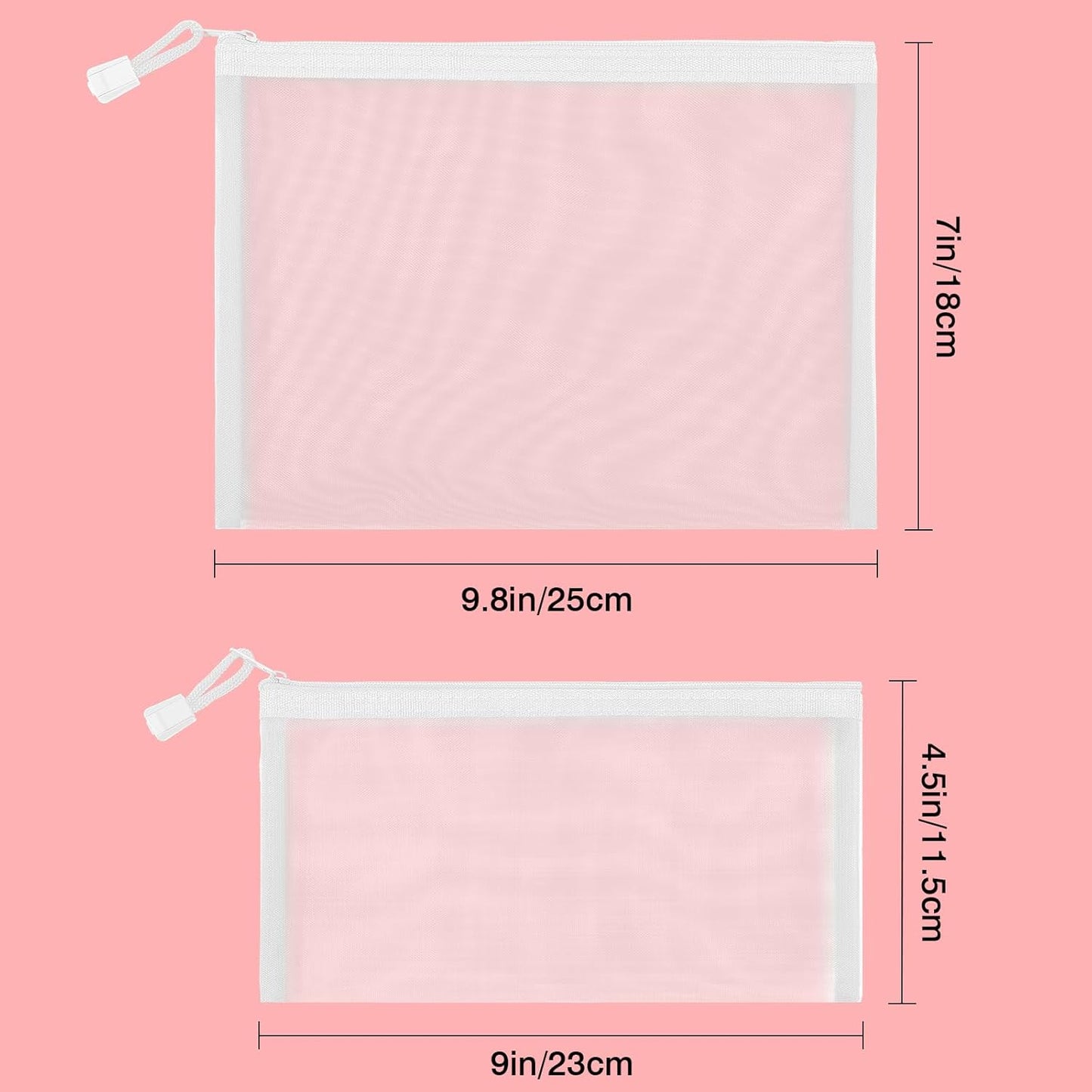12 Pieces Zipper Nylon Mesh Pouch, Mesh Cosmetic Bags Makeup Bags Pencil Case, Multipurpose Travel Bags for Cosmetic School Office Supplies and Travel Accessories (Yellow, A5)