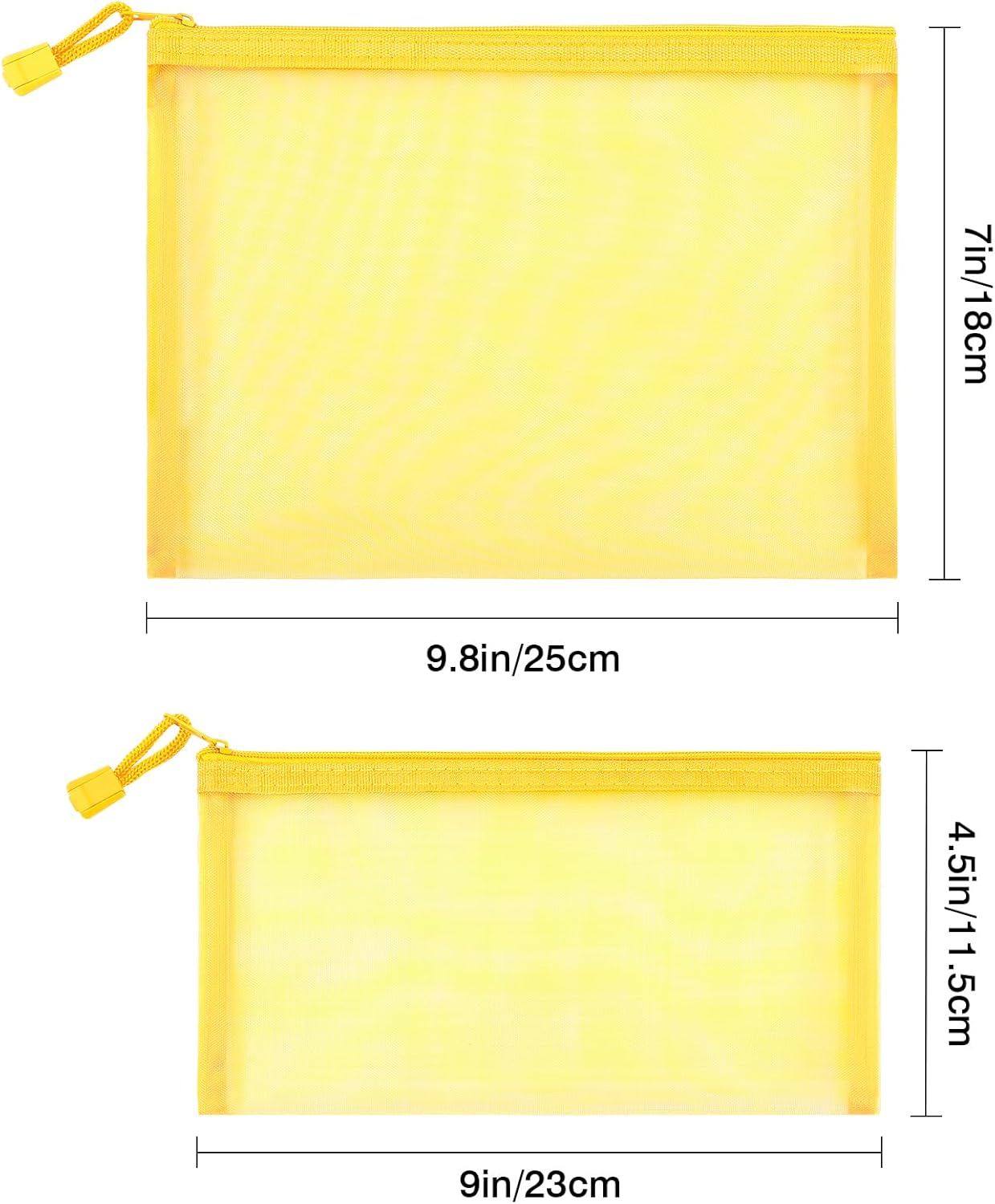 12 Pieces Zipper Nylon Mesh Pouch, Mesh Cosmetic Bags Makeup Bags Pencil Case, Multipurpose Travel Bags for Cosmetic School Office Supplies and Travel Accessories (Yellow, A5)