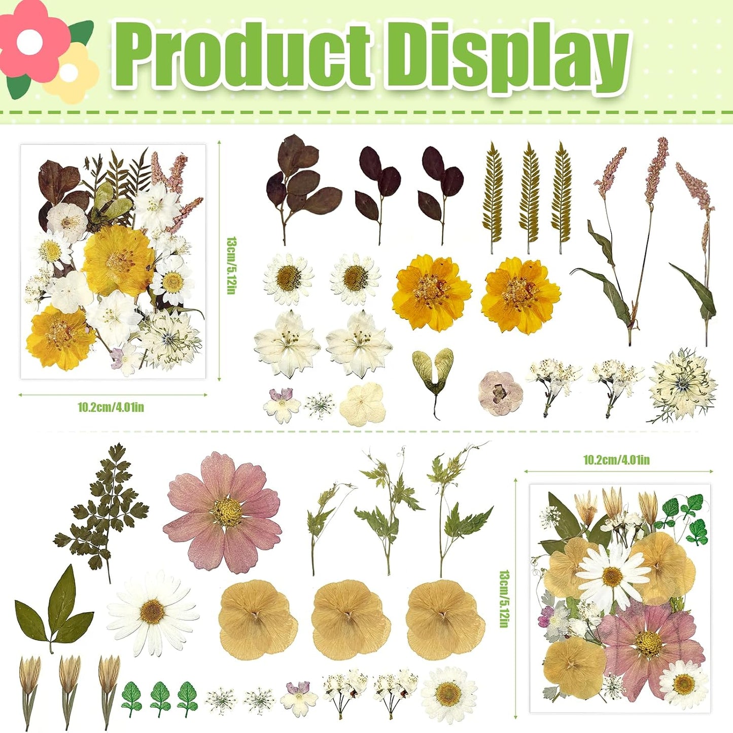 110Pcs Pressed Dried Flowers and Leaves for Resin | Assorted Real Natural Dry Flowers with Tweezers For DIY Crafts, Jewelry, Card Making, Soap,Candles, Nail Art, Scrapbooking