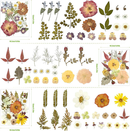 110Pcs Pressed Dried Flowers and Leaves for Resin | Assorted Real Natural Dry Flowers with Tweezers For DIY Crafts, Jewelry, Card Making, Soap,Candles, Nail Art, Scrapbooking