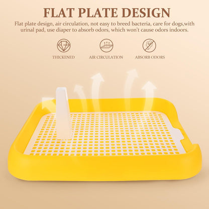 Pet Training Tray, 18x15 Dog Litter Box Puppy Training Toilet, Pet Training Pads Holder, Pet Toilet (Yellow)