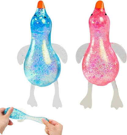 2 Pcs Glitter Cute Duck Squishy Sugar Stress Ball, Kawaii Squishy Stress Balls, Soft Slow Rising Sensory Fidget Toy, Ultra Soft Squeeze Ball for Anxiety Relief & Stress Relief, Ideal Desk Decor