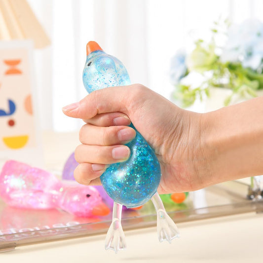 2 Pcs Glitter Cute Duck Squishy Sugar Stress Ball, Kawaii Squishy Stress Balls, Soft Slow Rising Sensory Fidget Toy, Ultra Soft Squeeze Ball for Anxiety Relief & Stress Relief, Ideal Desk Decor