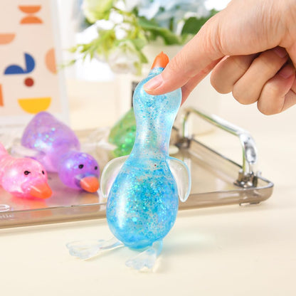 2 Pcs Glitter Cute Duck Squishy Sugar Stress Ball, Kawaii Squishy Stress Balls, Soft Slow Rising Sensory Fidget Toy, Ultra Soft Squeeze Ball for Anxiety Relief & Stress Relief, Ideal Desk Decor