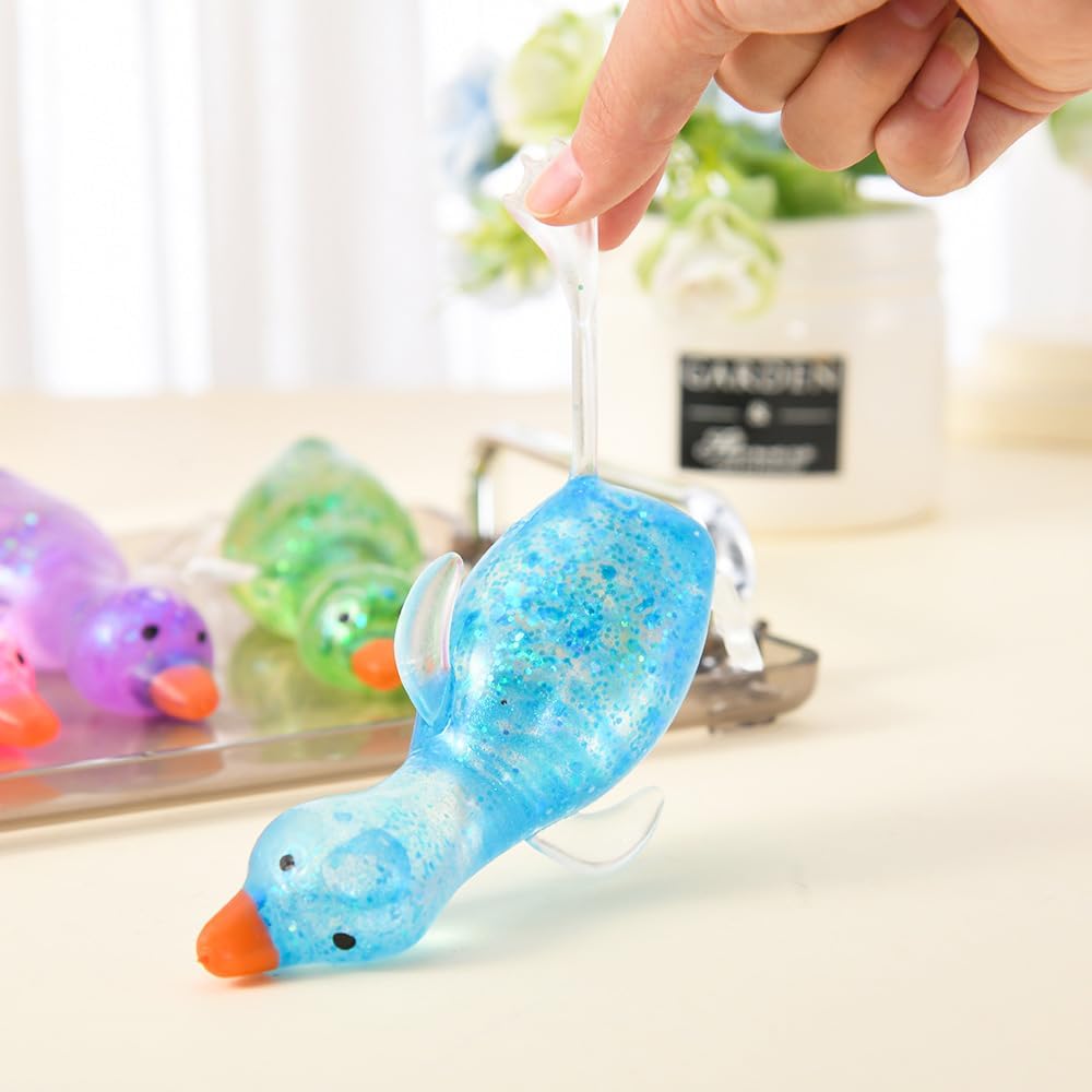 2 Pcs Glitter Cute Duck Squishy Sugar Stress Ball, Kawaii Squishy Stress Balls, Soft Slow Rising Sensory Fidget Toy, Ultra Soft Squeeze Ball for Anxiety Relief & Stress Relief, Ideal Desk Decor