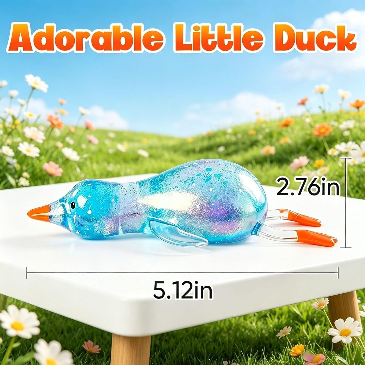 2 Pcs Glitter Cute Duck Squishy Sugar Stress Ball, Kawaii Squishy Stress Balls, Soft Slow Rising Sensory Fidget Toy, Ultra Soft Squeeze Ball for Anxiety Relief & Stress Relief, Ideal Desk Decor